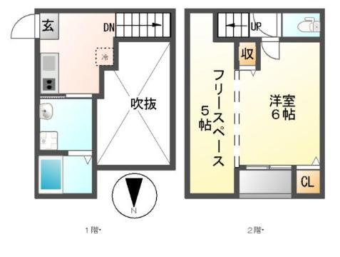 バウ・コーポ栄生(1SK/1階)の間取り写真
