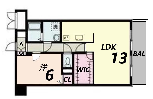 リバーサイド白鷺(1LDK/3階)の間取り写真