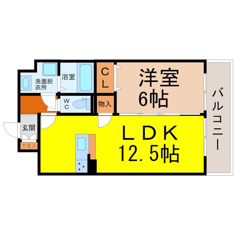 CERES志賀本通(1LDK/3階)の間取り写真