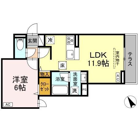 セレスティア桜上水(1LDK/1階)の間取り写真