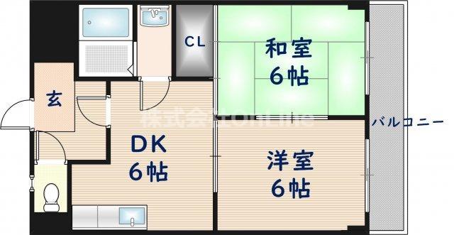 ルネ・シャレード(2DK/2階)の間取り写真