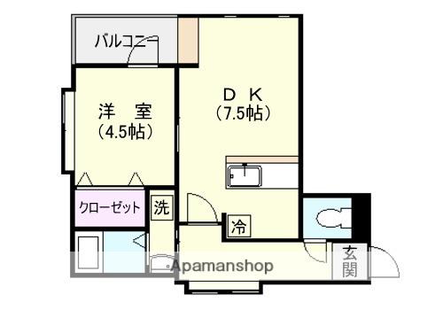 ルモンド(1DK/2階)の間取り写真