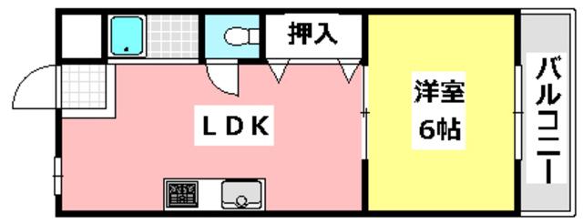 第5三和マンション(1LDK/5階)の間取り写真