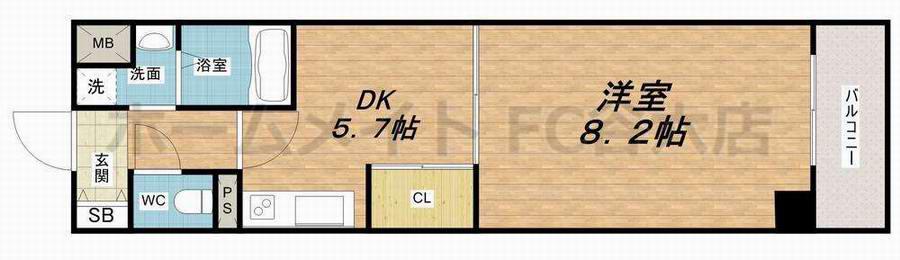 アーバンステージ安堂寺I(1DK/3階)の間取り写真