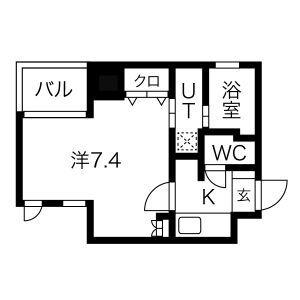 アクティ北浜(1K/10階)の間取り写真