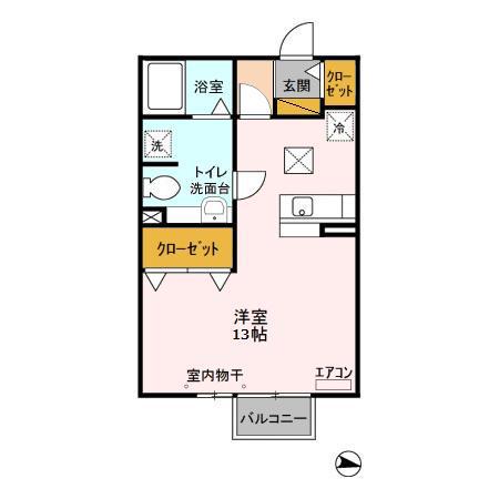 リヴェール(ワンルーム/1階)の間取り写真
