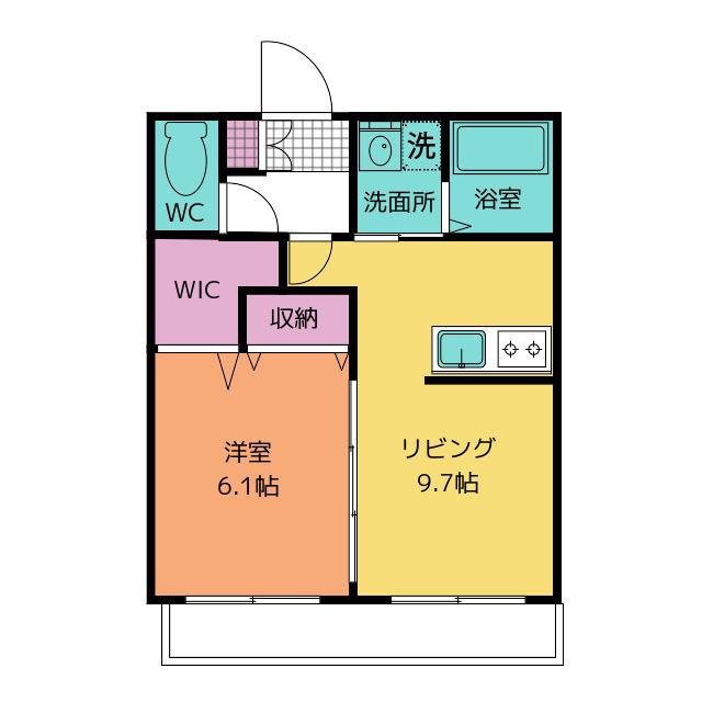 アーバン安塚(1LDK/2階)の間取り写真