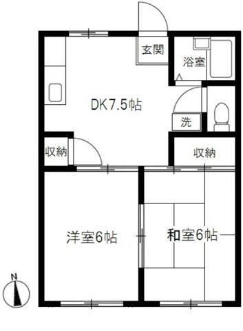 コート平塚(2DK/1階)の間取り写真