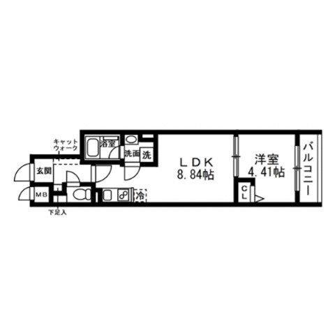 SOLASIA RESIDENCE 武蔵小山(1LDK/4階)の間取り写真
