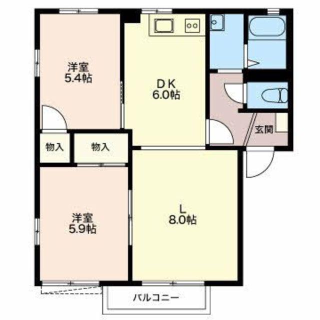 フレグランス中伊豆A(2LDK/2階)の間取り写真