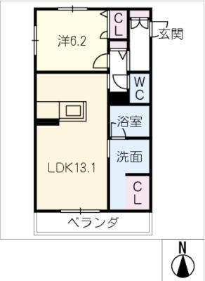 リラフォート(1LDK/3階)の間取り写真