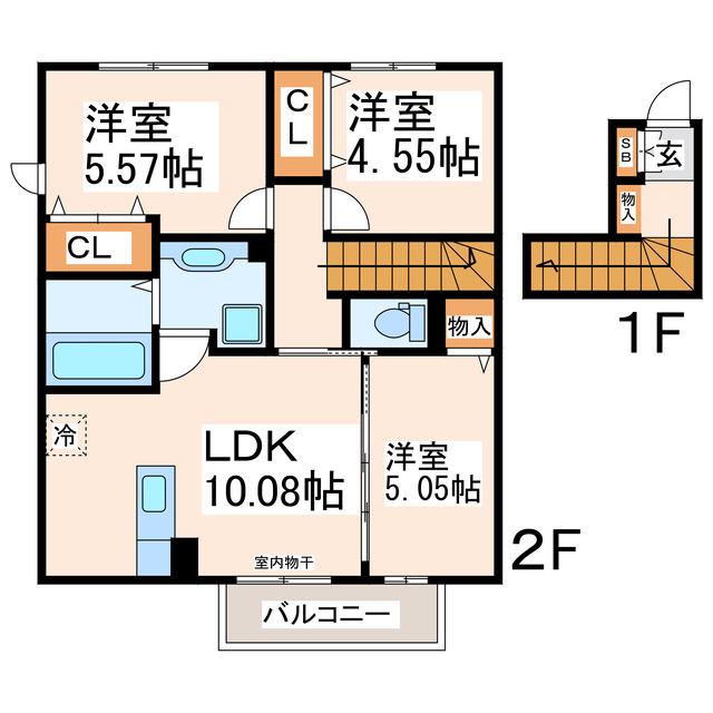 サンヴィータ花園(3LDK/2階)の間取り写真