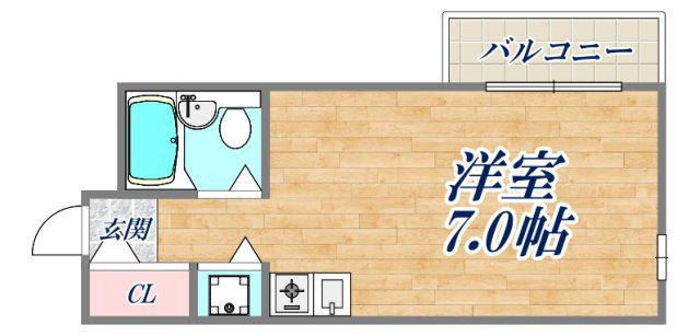 ダイド-メゾン塚口Ⅵ(ワンルーム/1階)の間取り写真
