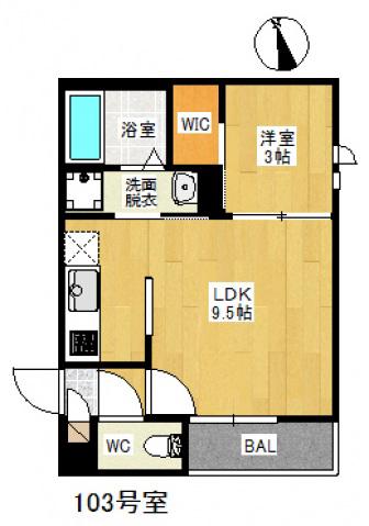 GRANDTIC江波本町(1LDK/1階)の間取り写真