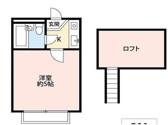 マーサハイムPART2(1K/2階)の間取り写真