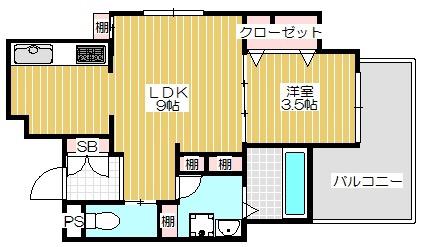 ウィステリア大阪天満宮(1LDK/6階)の間取り写真