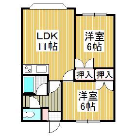 コーポエルピス(2LDK/2階)の間取り写真