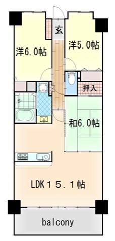 ラウムズ垂水(3LDK/4階)の間取り写真