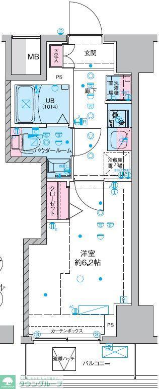 GENOVIA西千葉II(1K/4階)の間取り写真