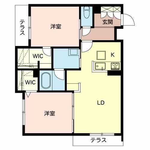 カーサ パレルモ(2LDK/1階)の間取り写真