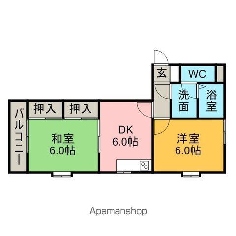 ペルソナII(2DK/2階)の間取り写真