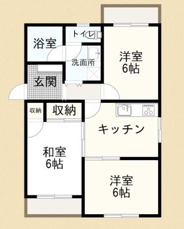 アルベール(3DK/1階)の間取り写真