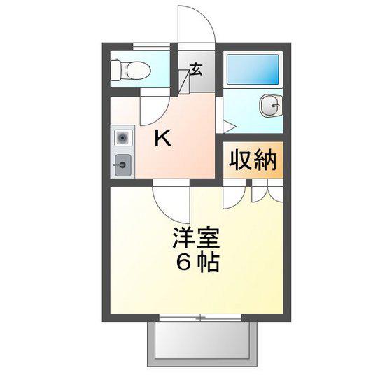 カーサノビリティ(1K/2階)の間取り写真