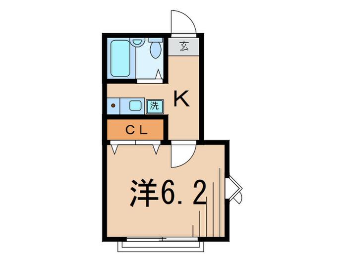 クリエール若林(1K/1階)の間取り写真