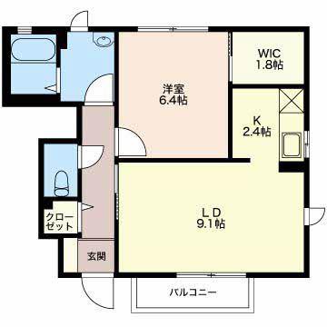 ラピス平林(1LDK/1階)の間取り写真