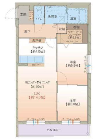 HAPPYTOWN160(2LDK/3階)の間取り写真