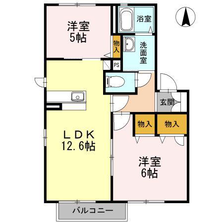 シャリテ A(2LDK/1階)の間取り写真
