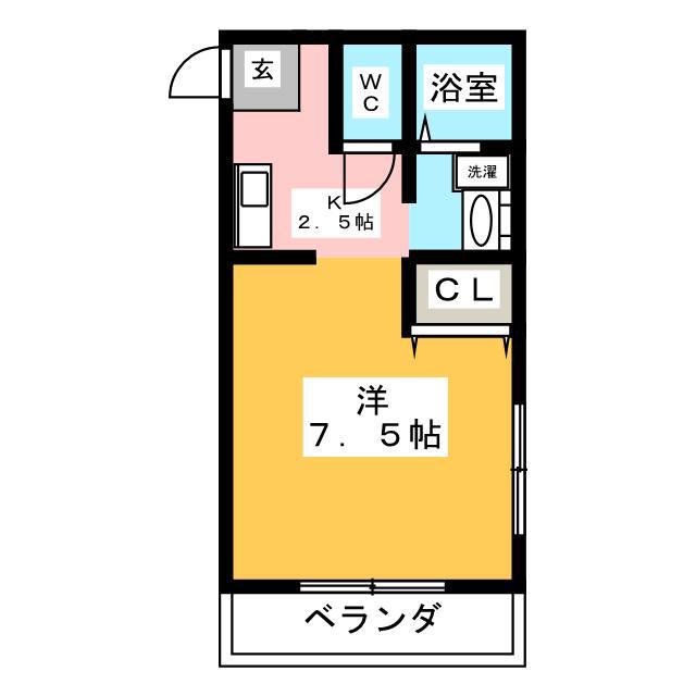 サンピュアシラトリ(1K/2階)の間取り写真