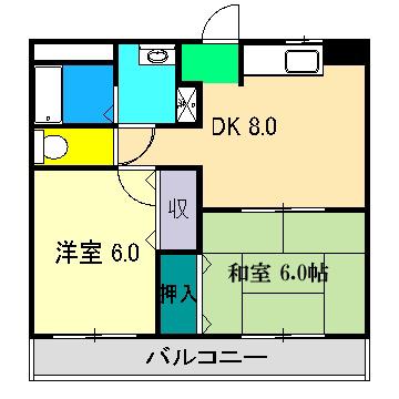 アート21(2DK/2階)の間取り写真