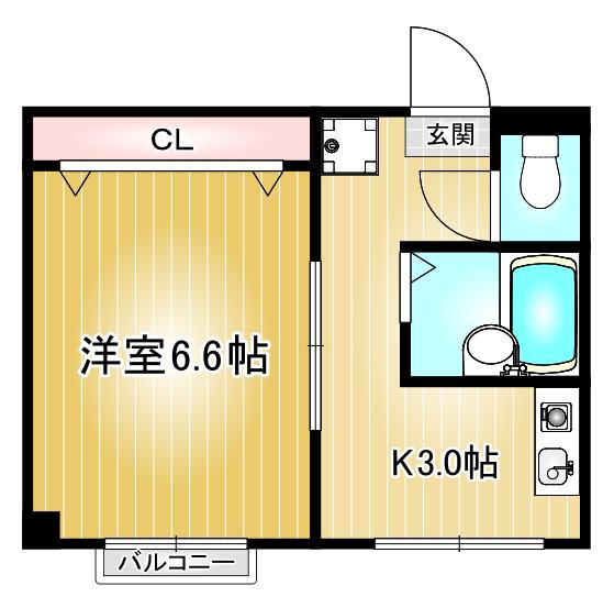 第116プロスパービル(1K/4階)の間取り写真