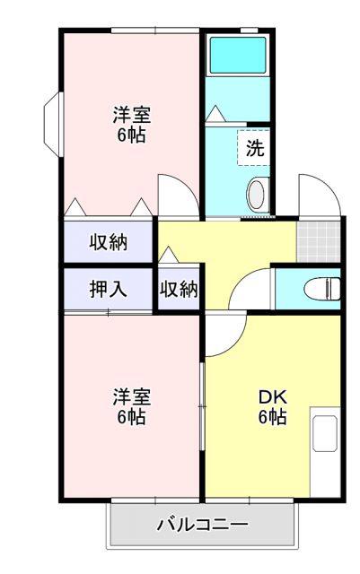 ニューキャピタル壱番館(2DK/2階)の間取り写真