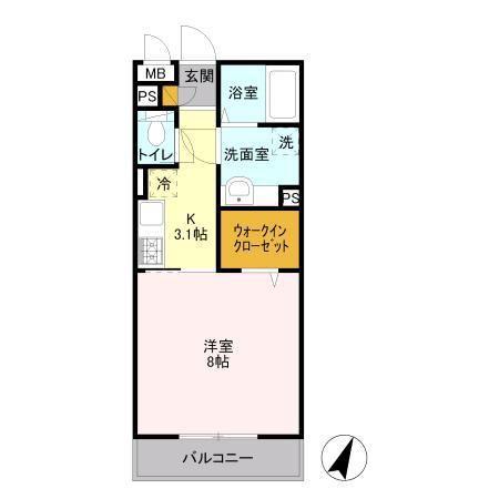 ルクティア(1K/3階)の間取り写真
