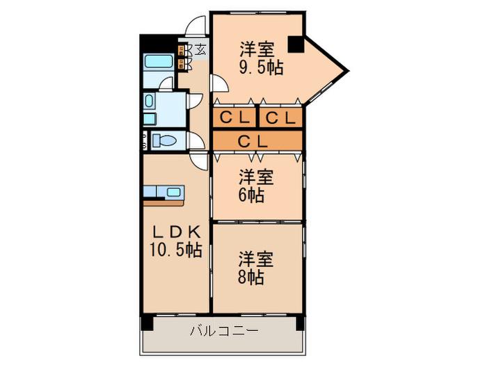 セブン仲田(3LDK/7階)の間取り写真