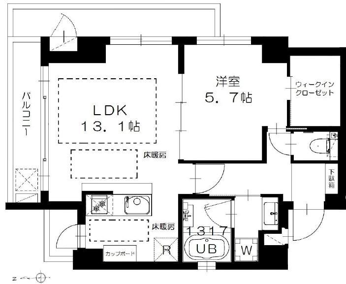 TKR三番館(1LDK/3階)の間取り写真