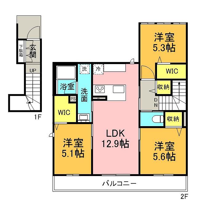SHAMAISON A LOUREII(3LDK/2階)の間取り写真