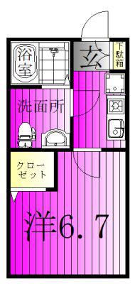 ルミエール柏(1K/1階)の間取り写真