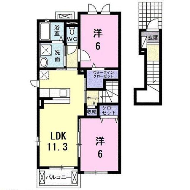 マサール哲学の道(2LDK/2階)の間取り写真