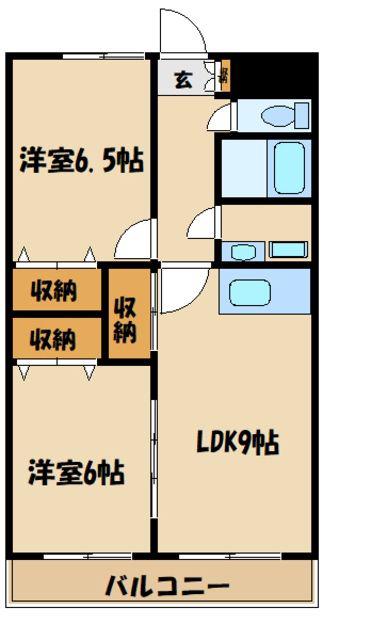 グリーンライト(2LDK/6階)の間取り写真