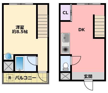 コンパクト・メゾネット21(1DK/1階)の間取り写真