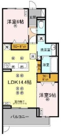 エグレットテラスII(2LDK/1階)の間取り写真