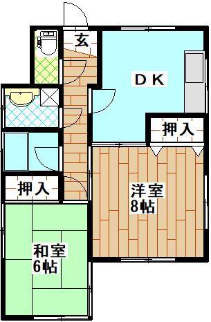 コーポいちのせ(2DK/1階)の間取り写真