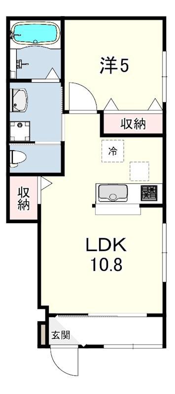 プラシッド ピュール(1LDK/1階)の間取り写真