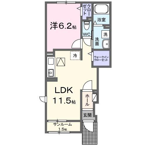 カルム コート(1LDK/1階)の間取り写真
