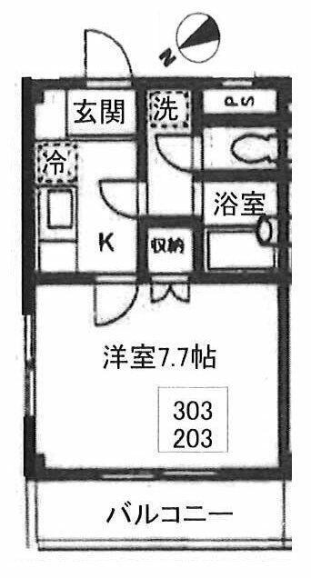 オピュレ横浜(1K/2階)の間取り写真