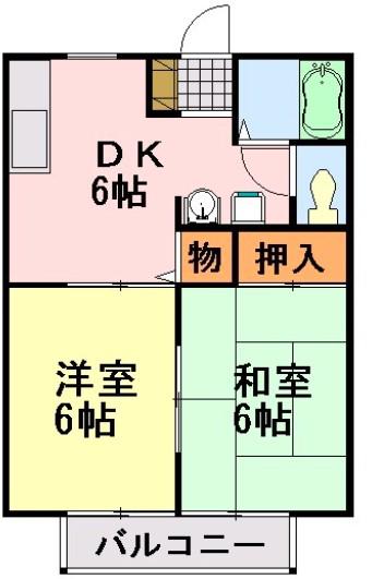 グリーンハイツ(2DK/2階)の間取り写真