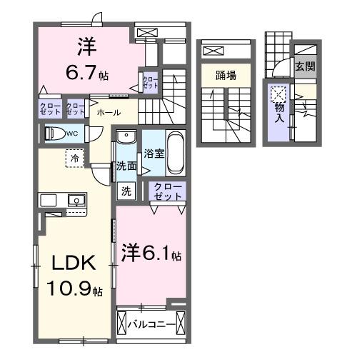 HI-ROSETTA D(2LDK/3階)の間取り写真
